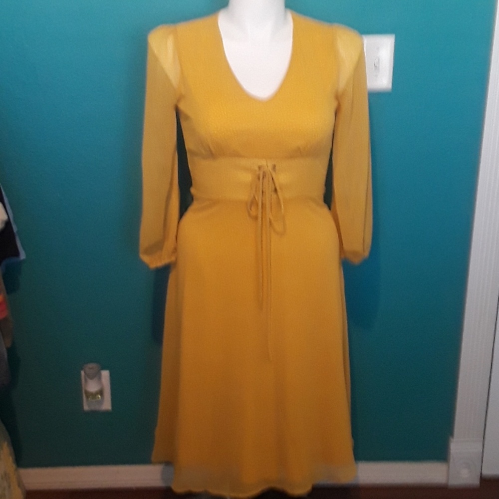 Mustard color chiffon dress